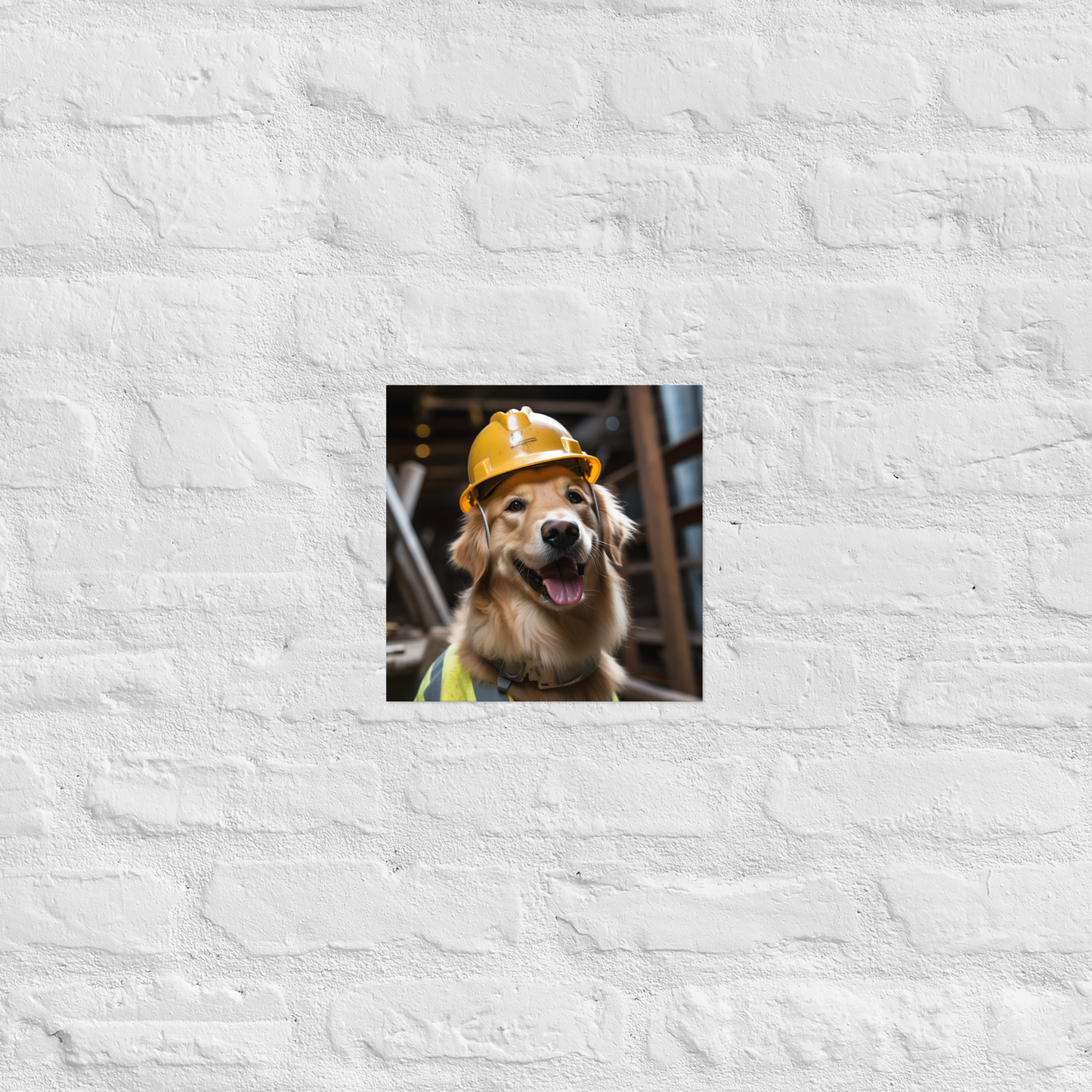 Golden Retriever ConstructionWorker Poster