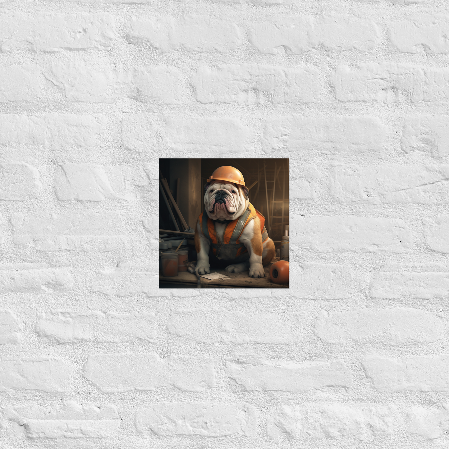 Bulldog ConstructionWorker Poster