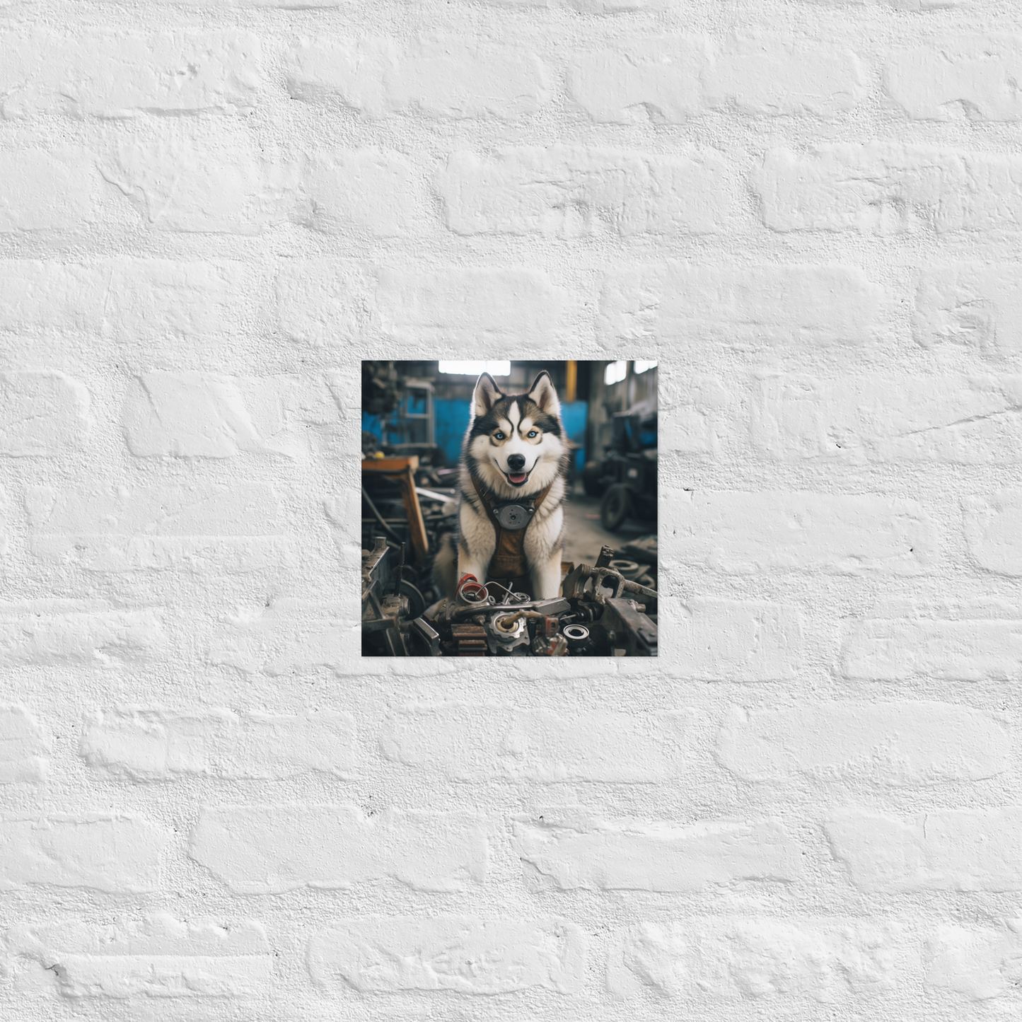 Siberian Husky AutoMechanic Poster