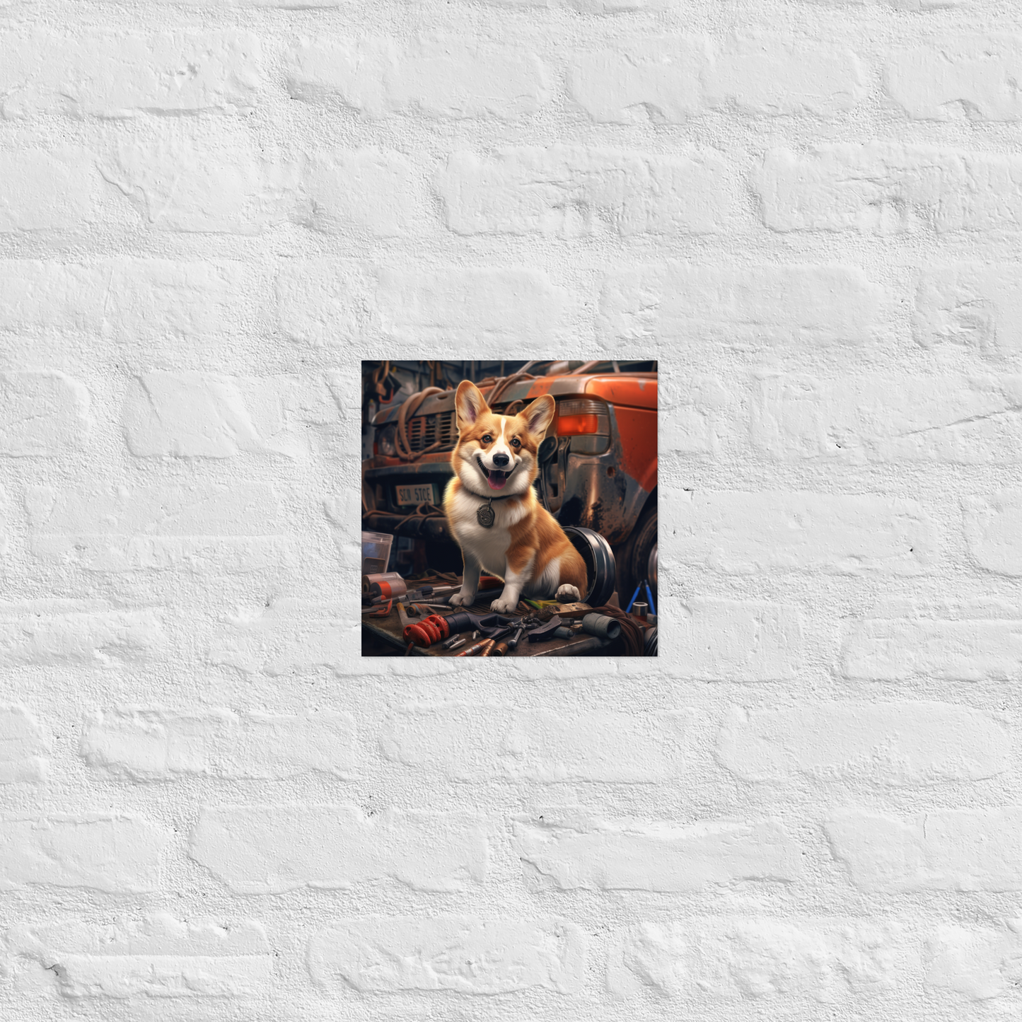 Pembroke Welsh Corgi AutoMechanic Poster