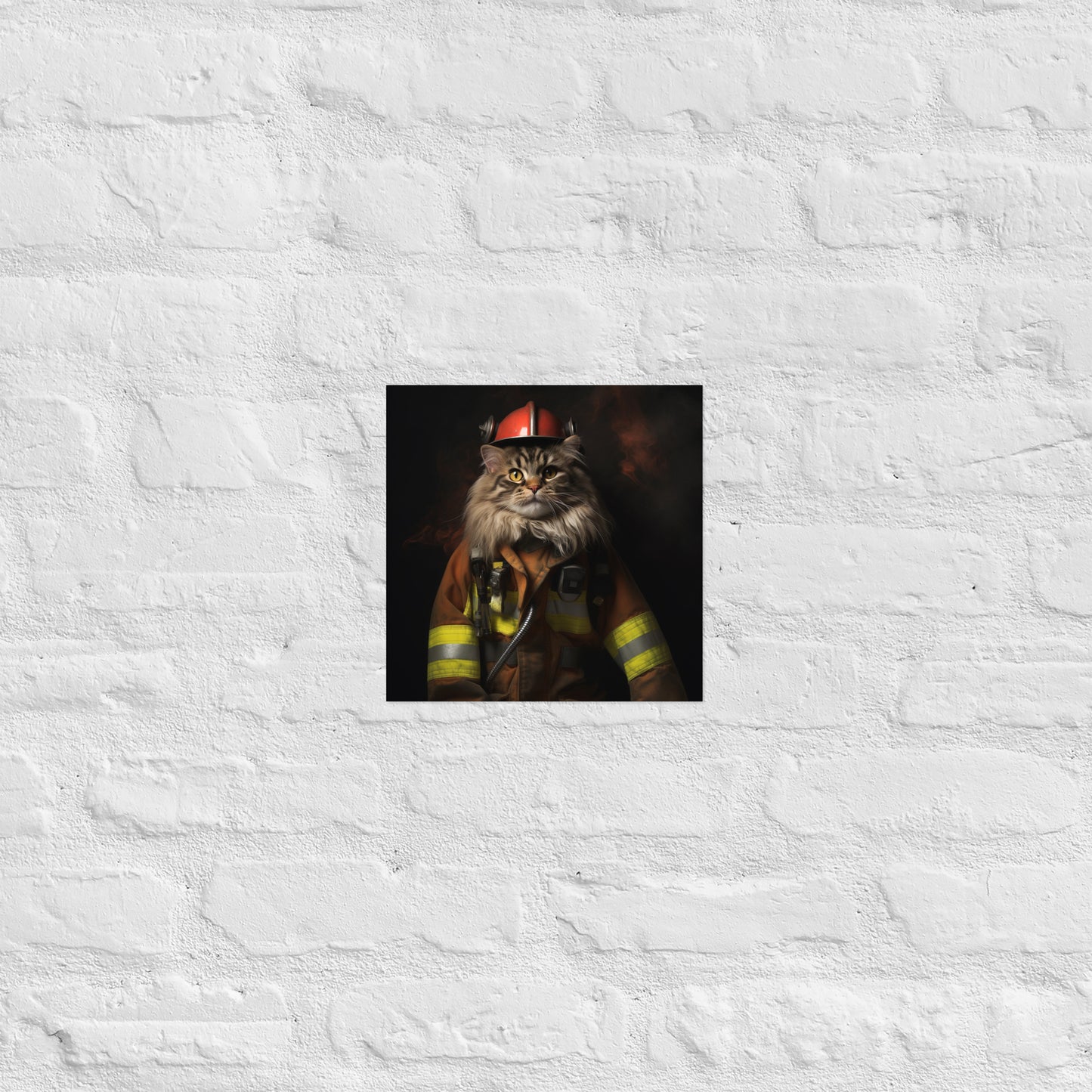 Maine Coon Firefighter Poster