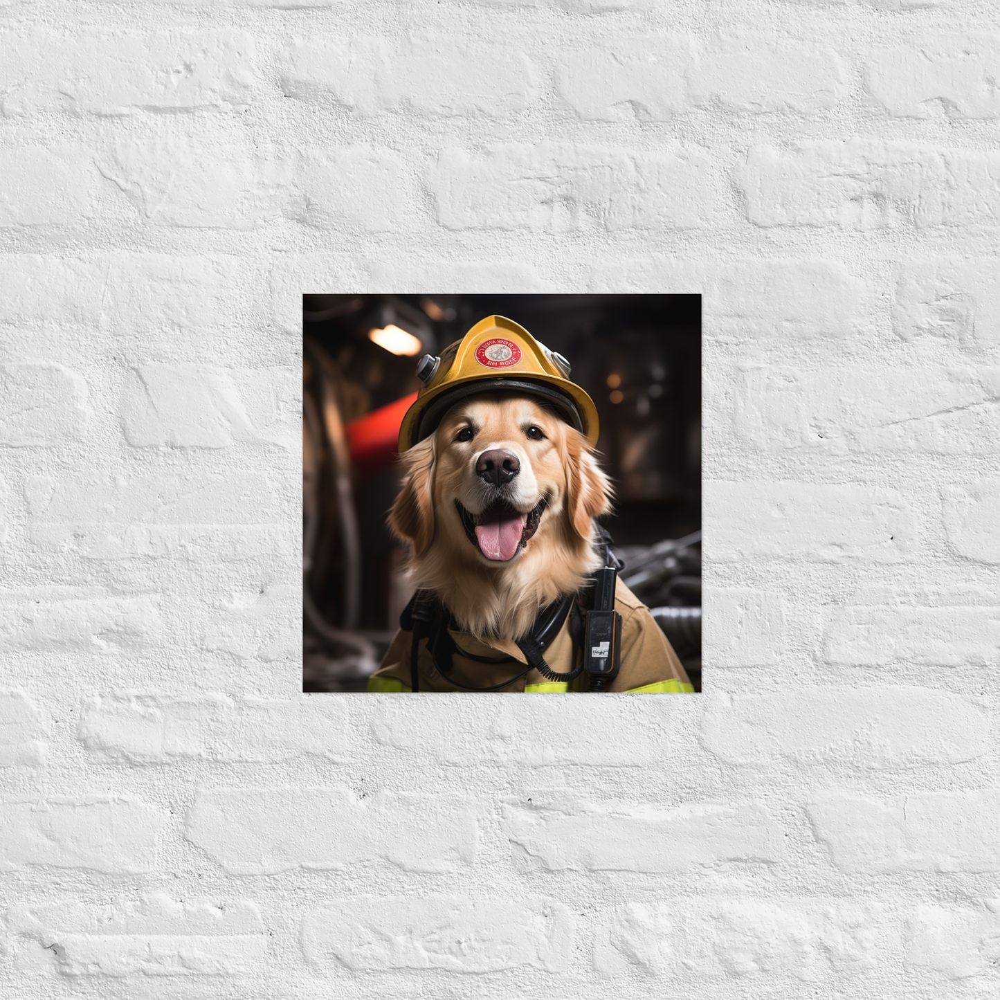 Golden Retriever Firefighter Poster