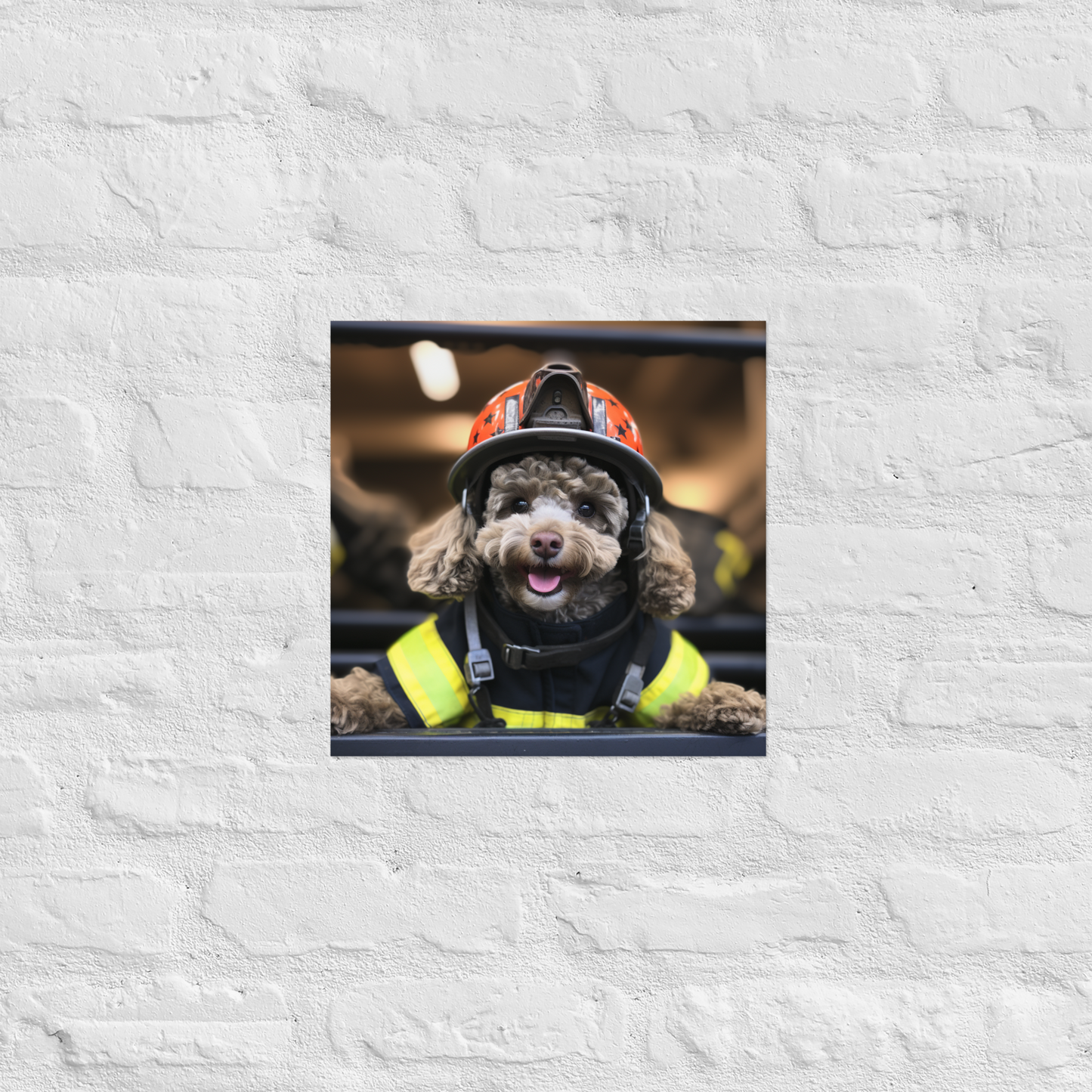 Poodle Firefighter Poster