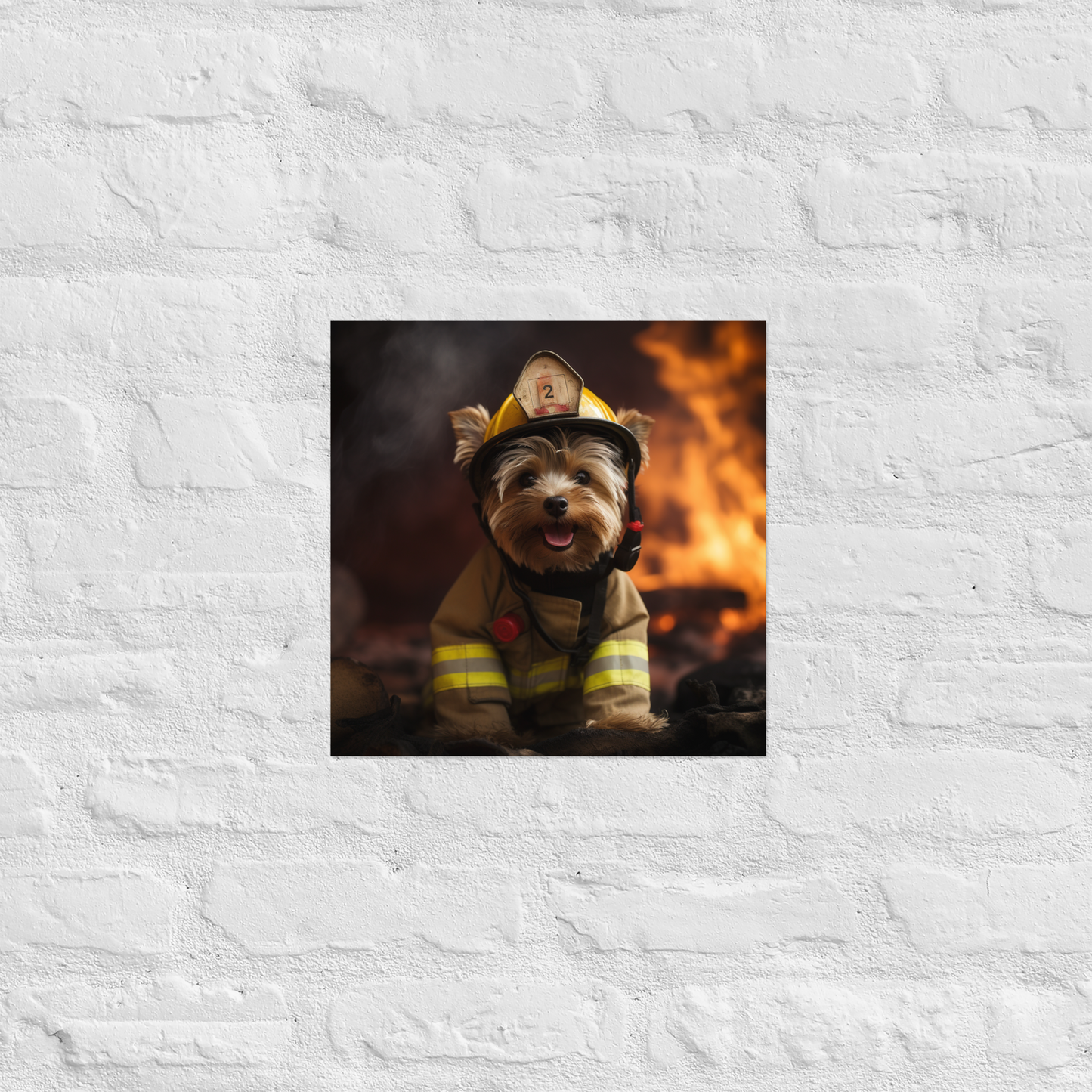 Yorkshire Terrier Firefighter Poster