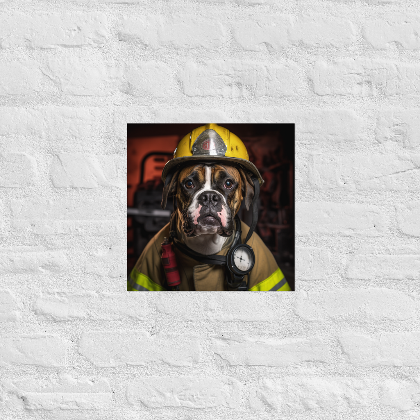 Boxer Firefighter Poster