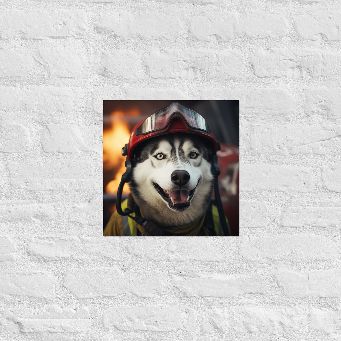 Siberian Husky Firefighter Poster