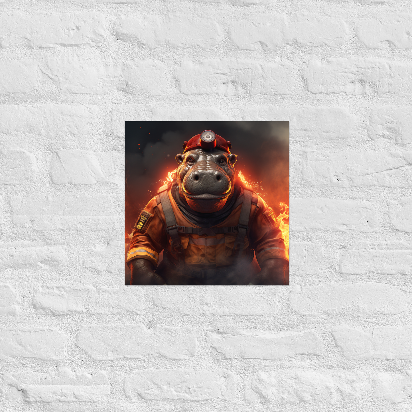 Hippo Firefighter Poster