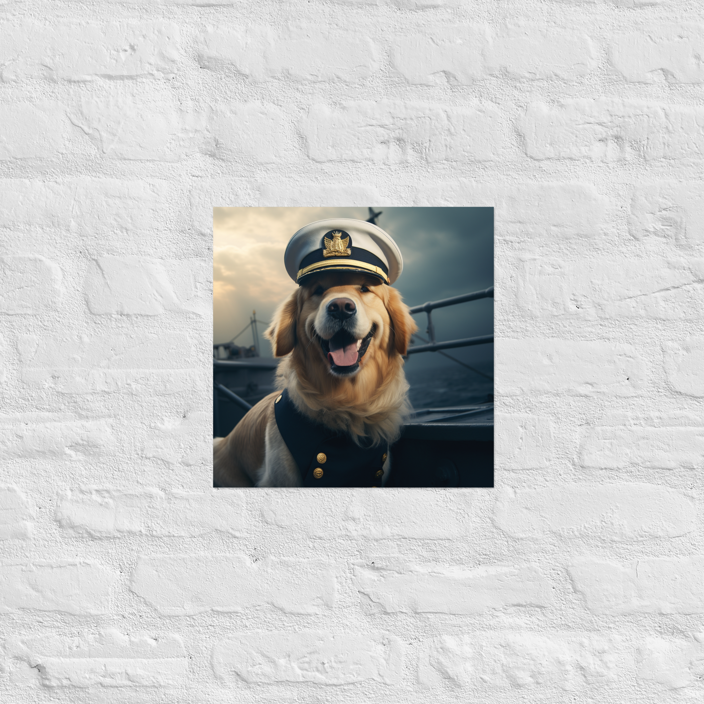 Golden Retriever NavyOfficer Poster