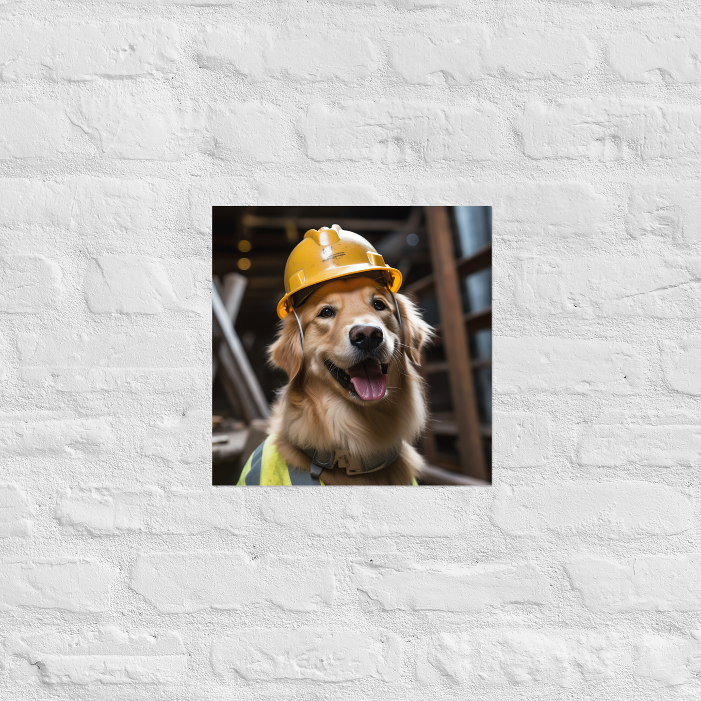 Golden Retriever ConstructionWorker Poster