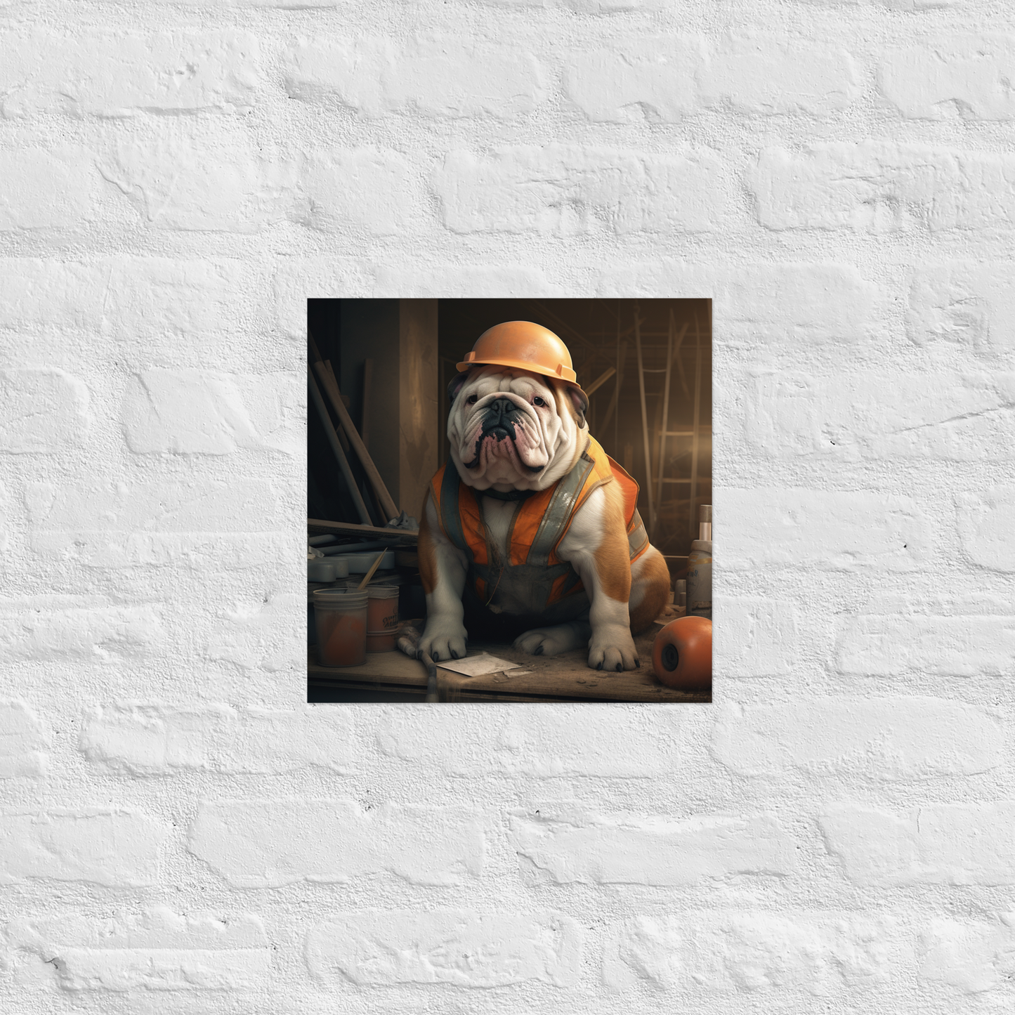 Bulldog ConstructionWorker Poster