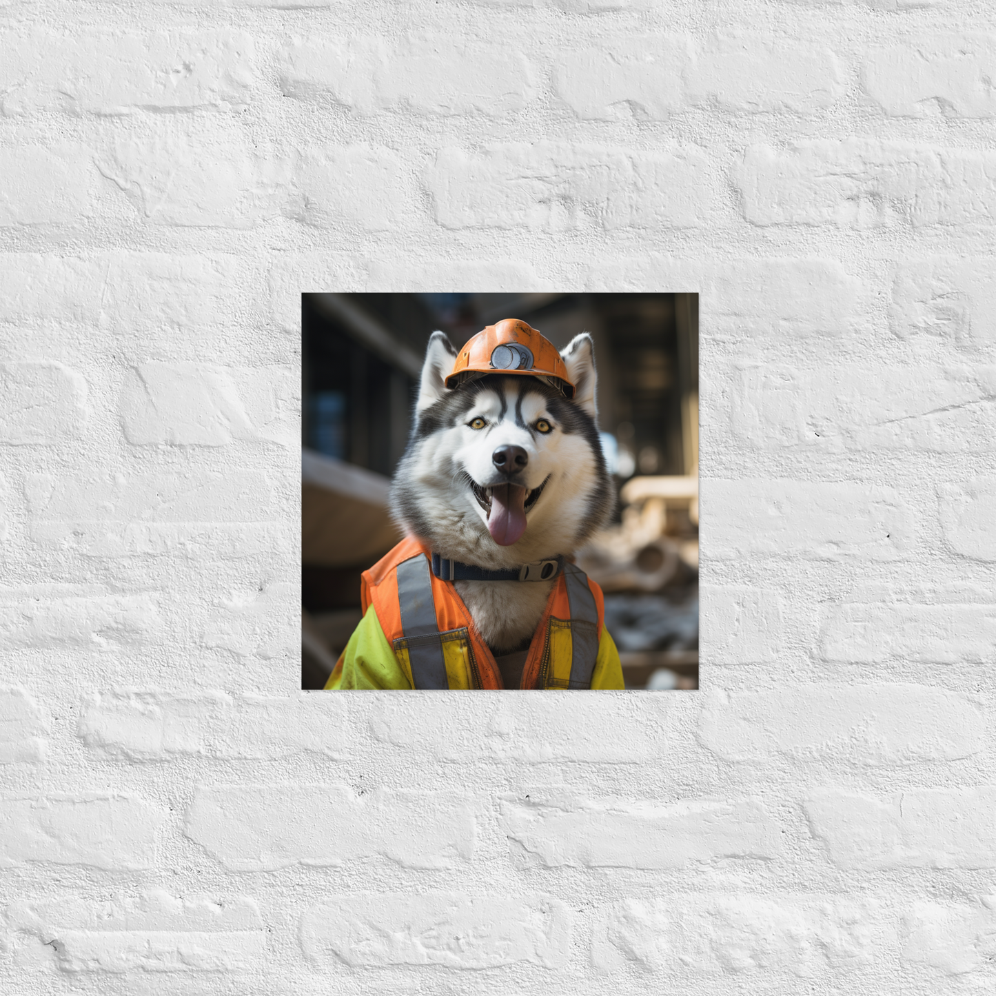 Siberian Husky ConstructionWorker Poster