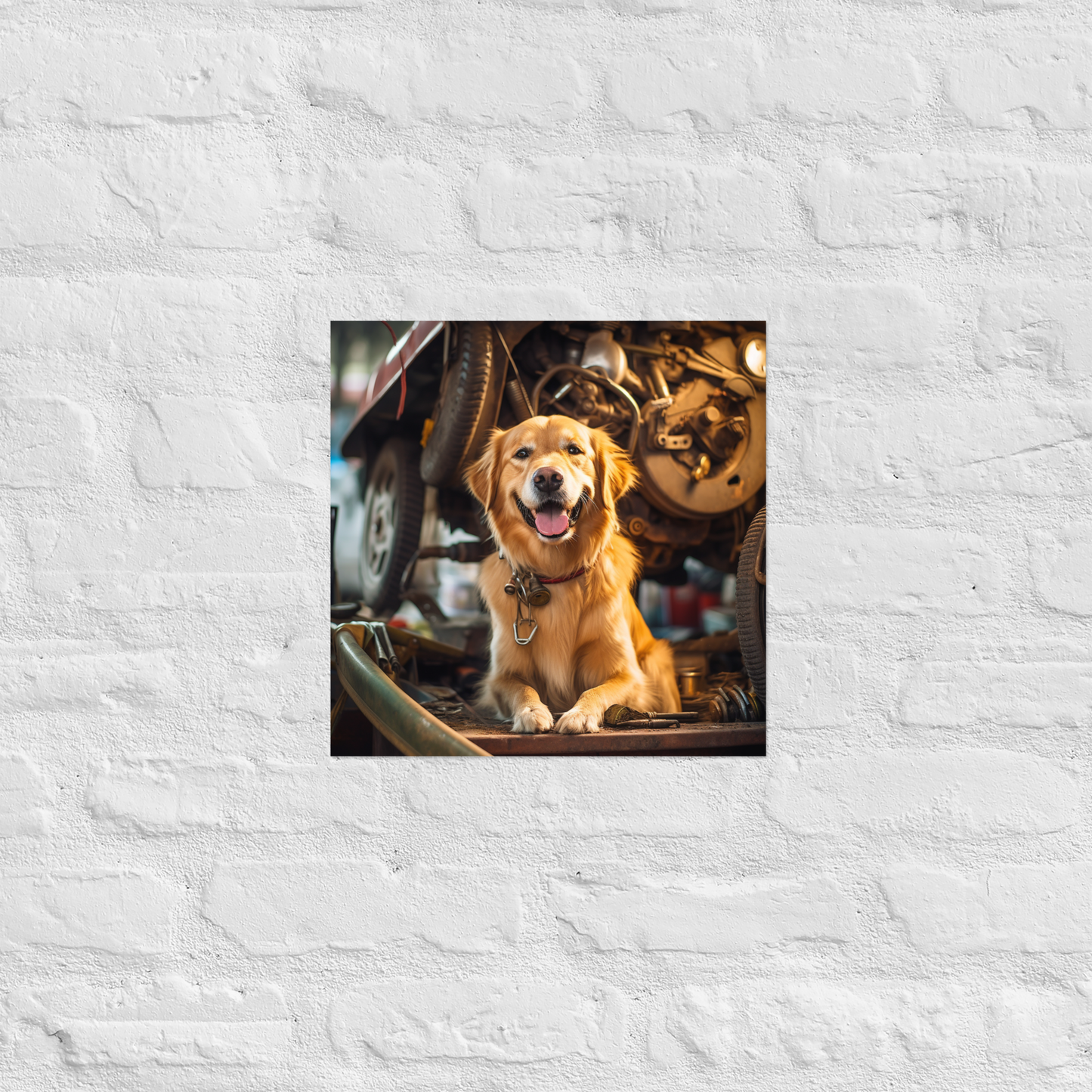 Golden Retriever AutoMechanic Poster