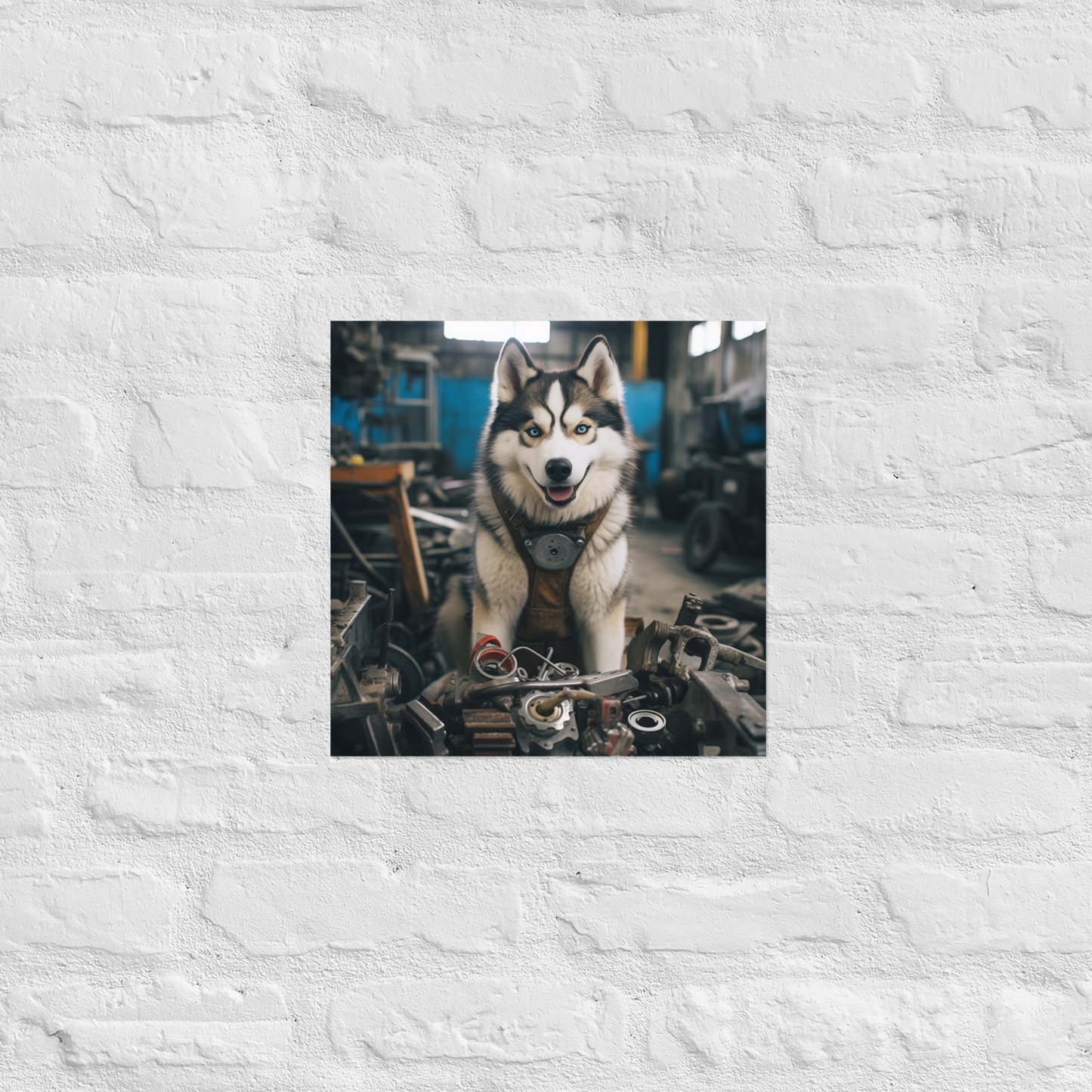 Siberian Husky AutoMechanic Poster