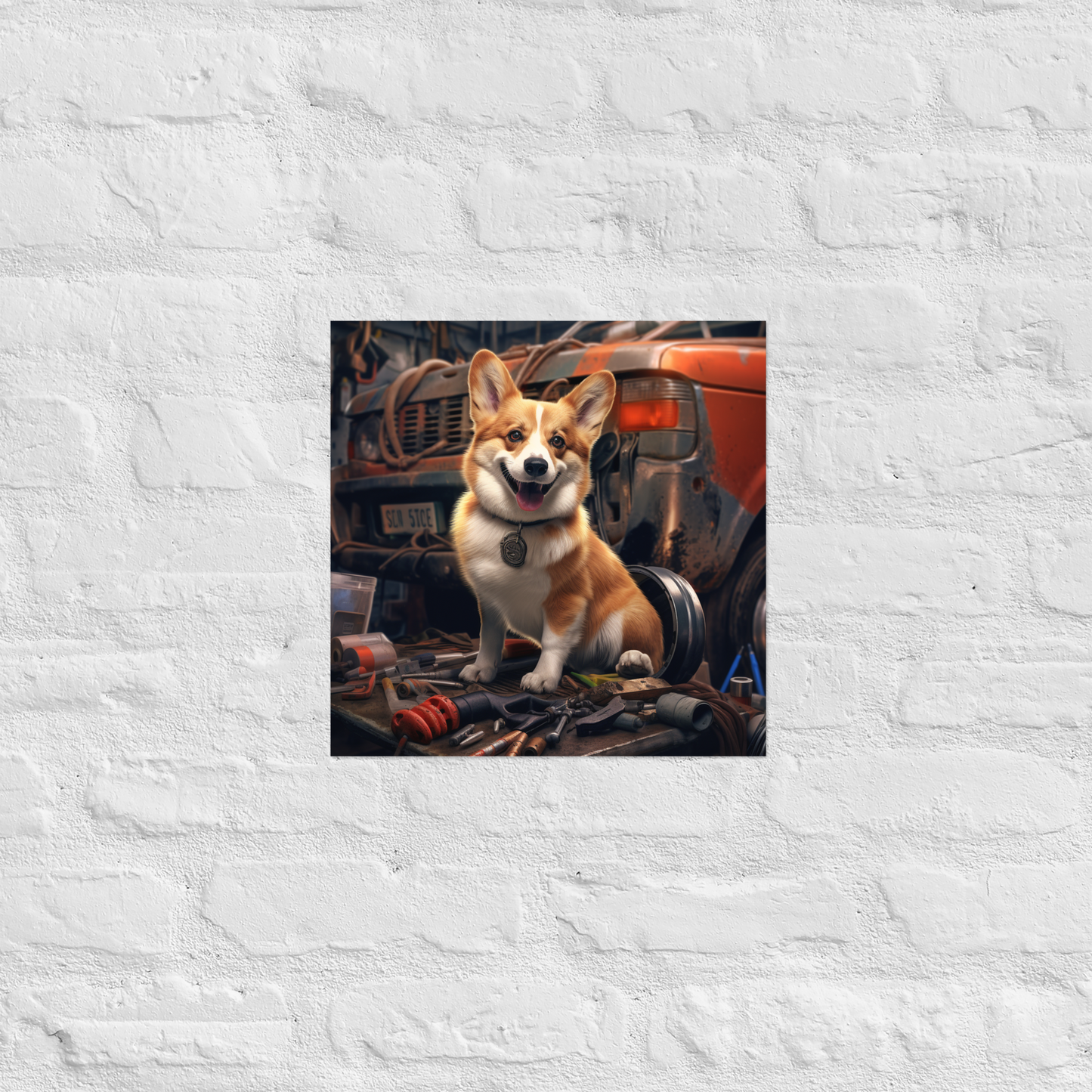 Pembroke Welsh Corgi AutoMechanic Poster