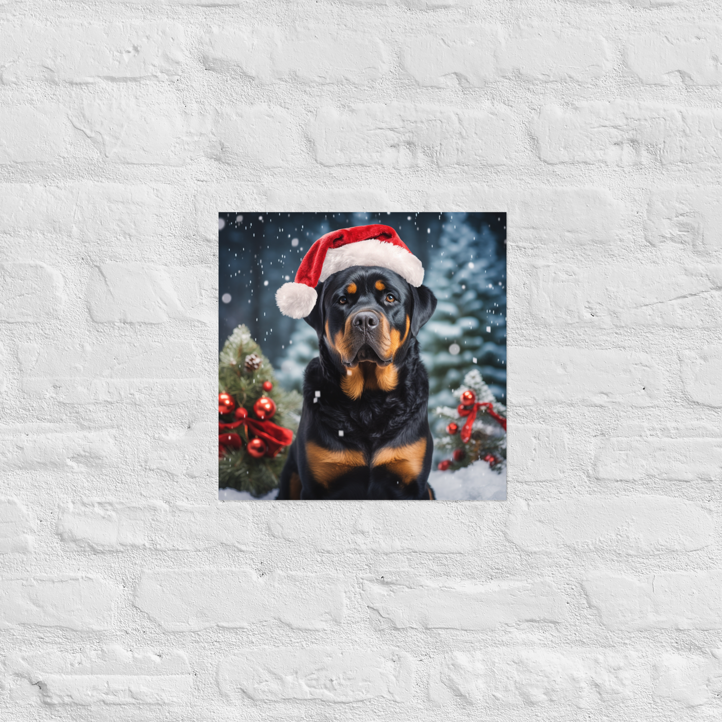 Rottweiler Christmas Poster