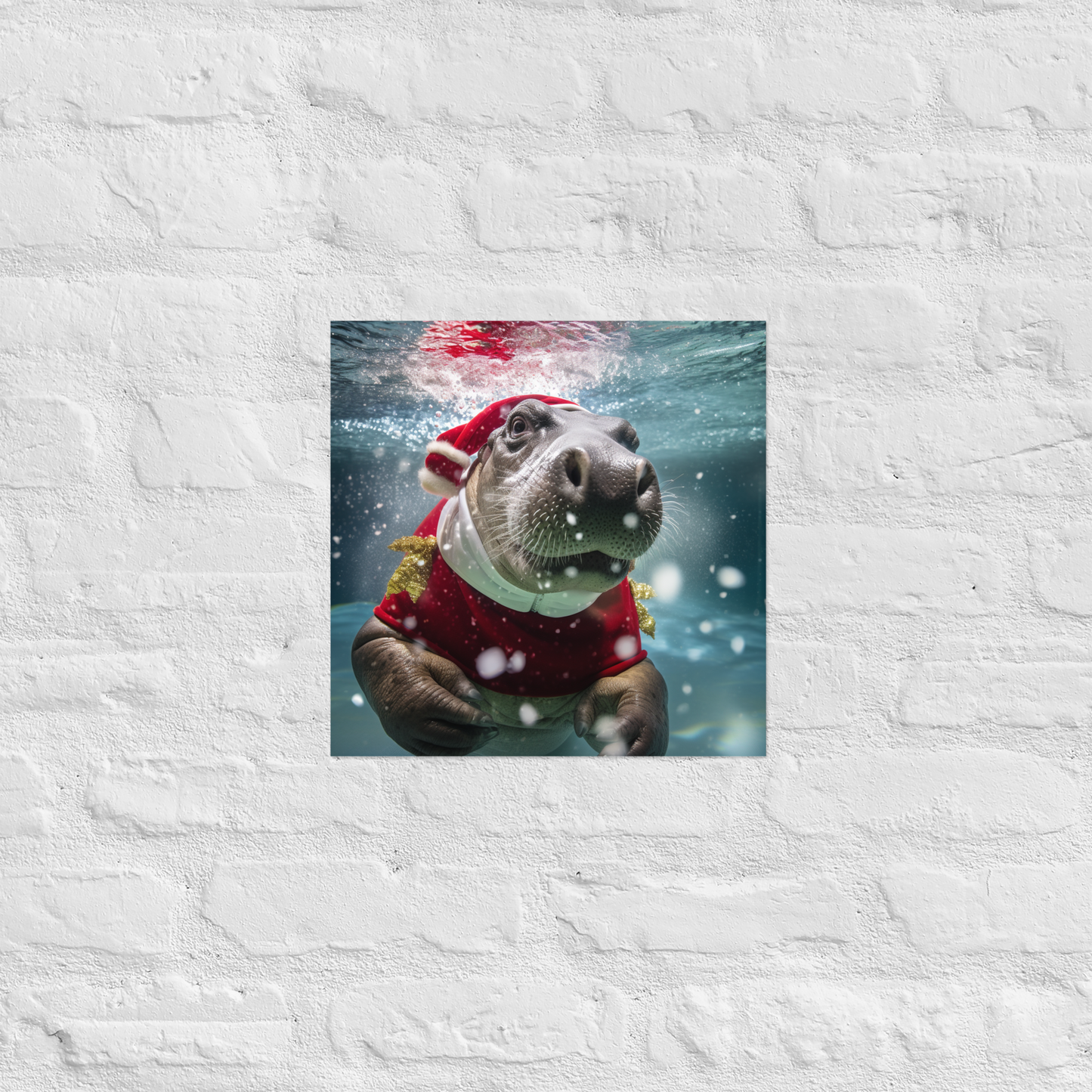 Hippo Christmas Poster