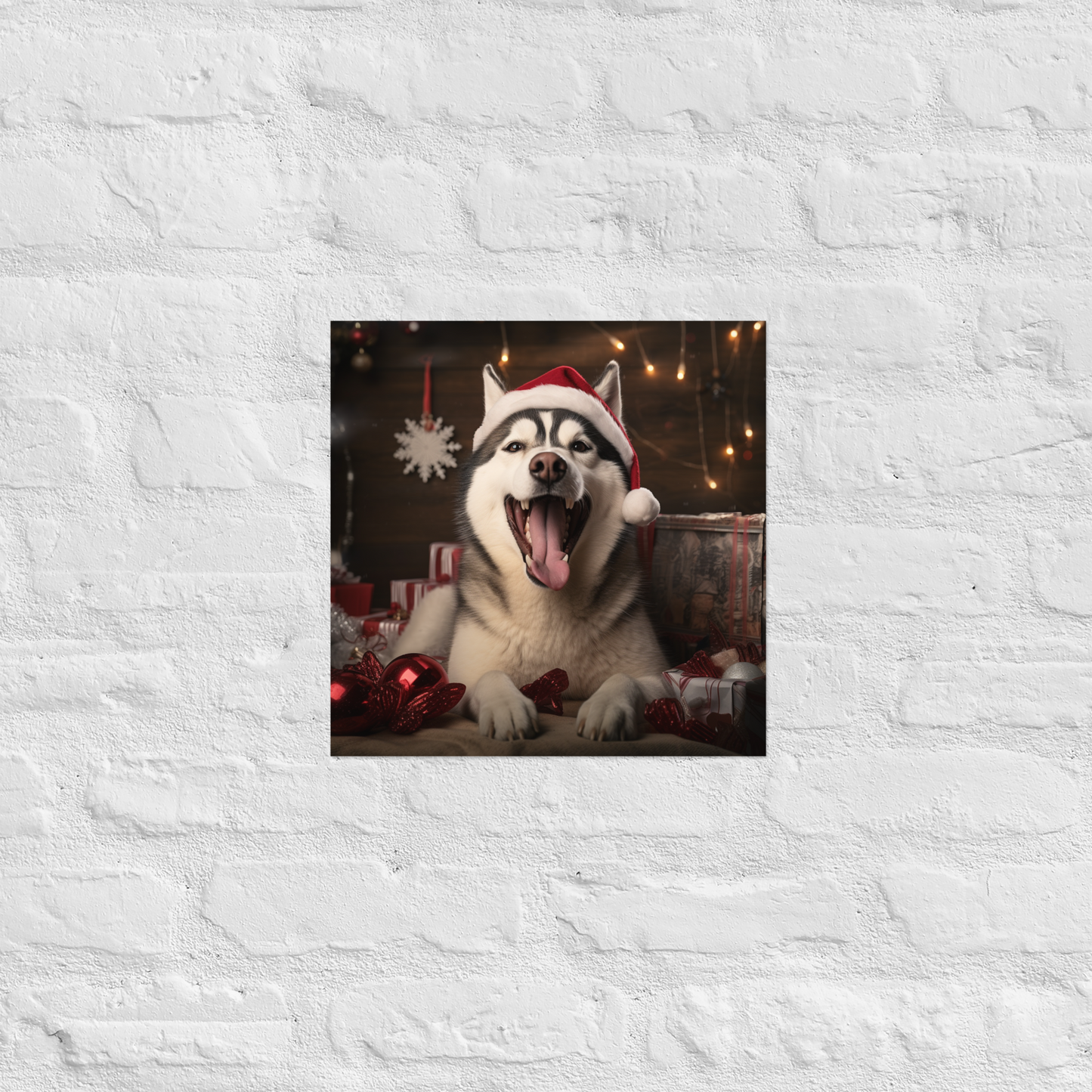 Siberian Husky Christmas Poster