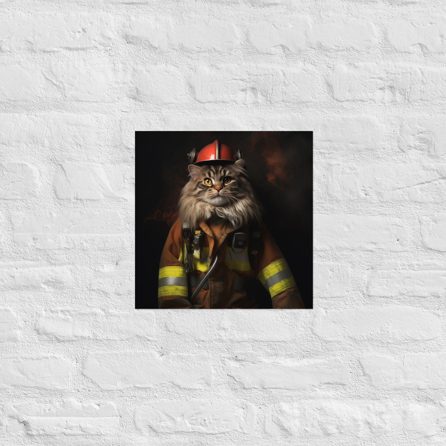 Maine Coon Firefighter Poster