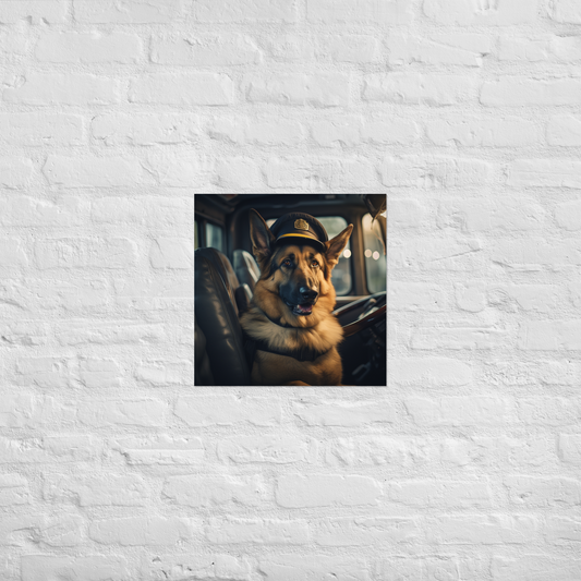 German Shepherd Bus Driver Poster