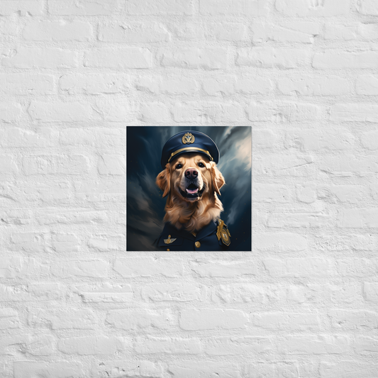 Golden Retriever Air Force Officer Poster