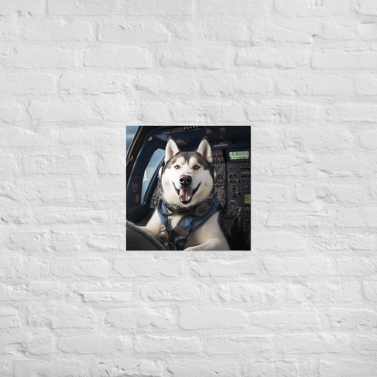 Siberian Husky Air Force Officer Poster