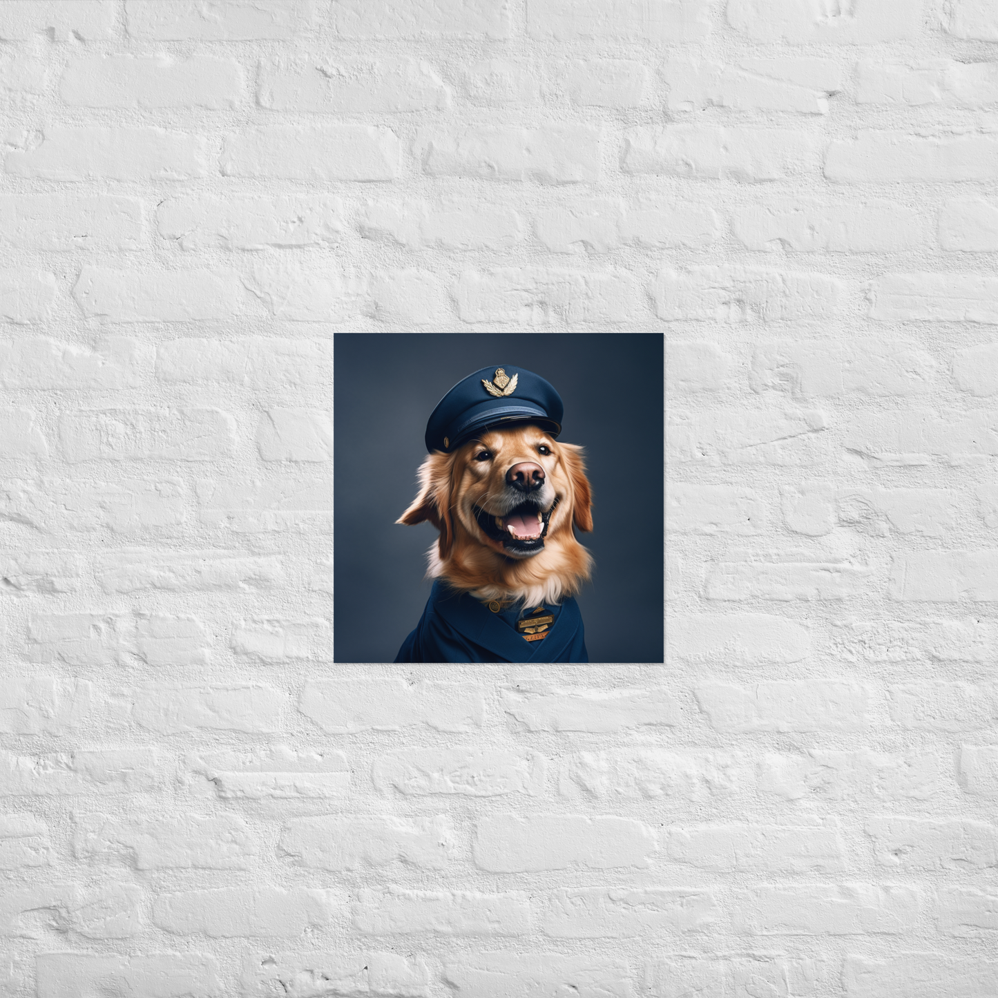 Golden Retriever Airline Pilot Poster