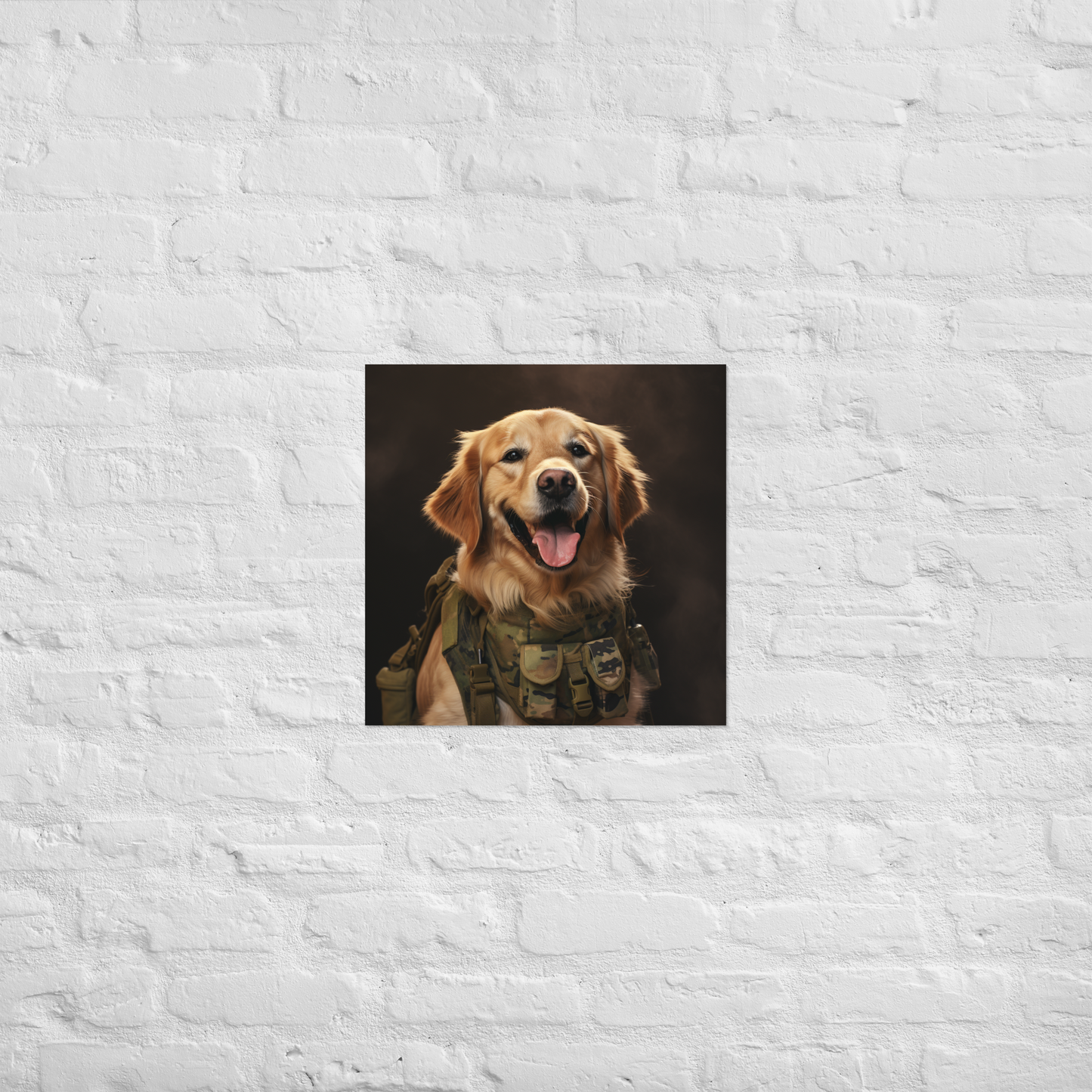 Golden Retriever Military Person Poster