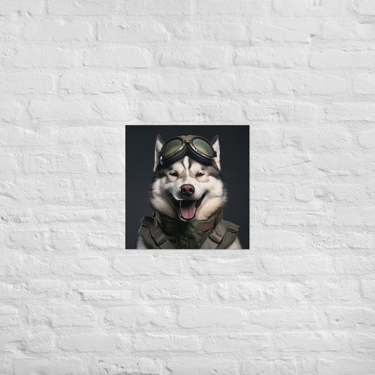 Siberian Husky Military Person Poster