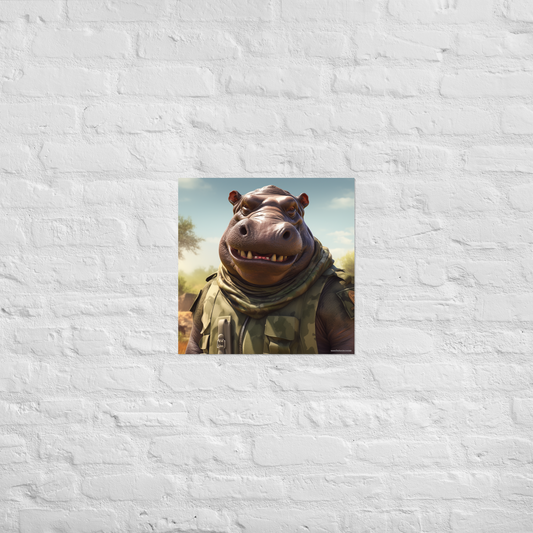Hippo Military Person Poster