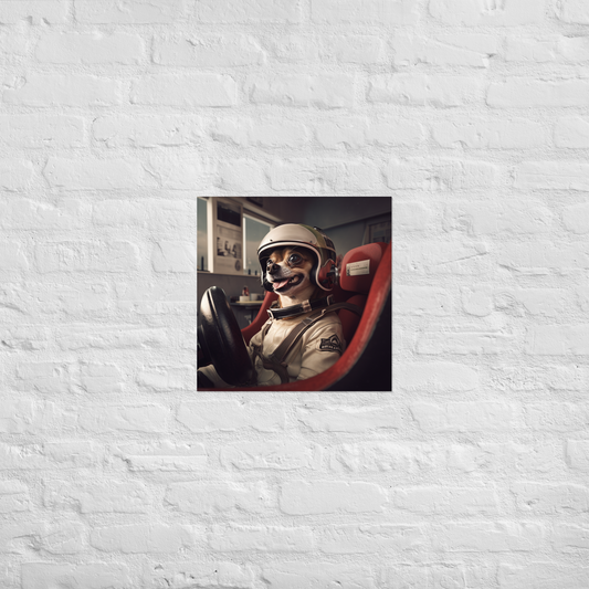 Chihuahua F1 Car Driver Poster