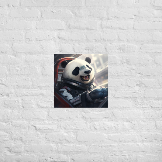Panda F1 Car Driver Poster