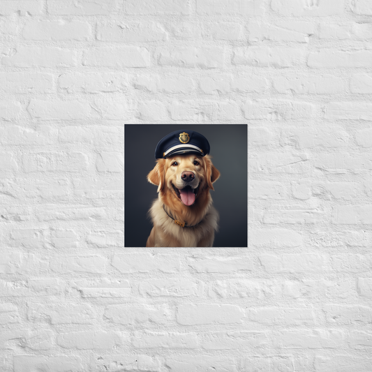 Golden Retriever Police Officer Poster