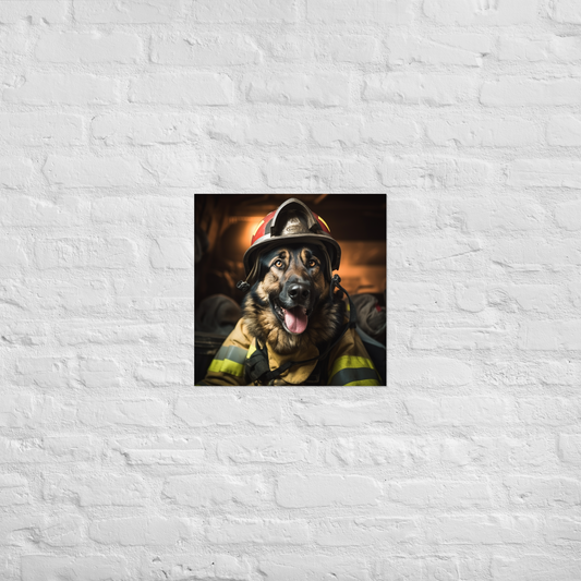German Shepherd Firefighter Poster