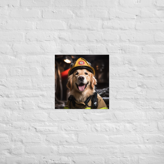 Golden Retriever Firefighter Poster