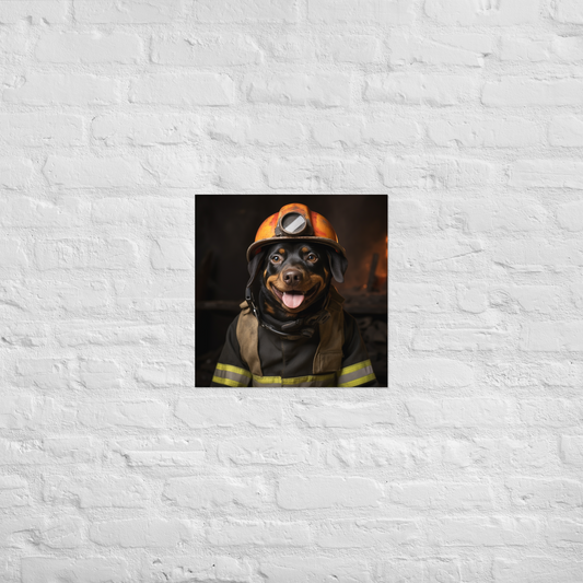 Rottweiler Firefighter Poster