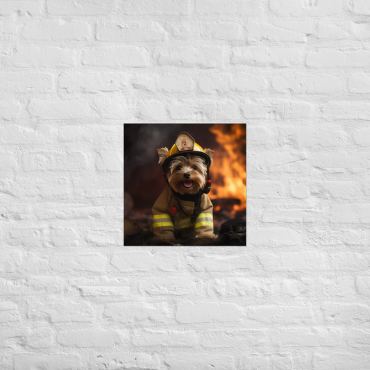 Yorkshire Terrier Firefighter Poster