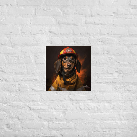 Dachshund Firefighter Poster