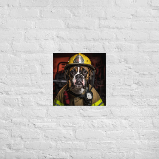 Boxer Firefighter Poster