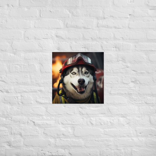 Siberian Husky Firefighter Poster