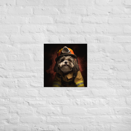 Shih Tzu Firefighter Poster