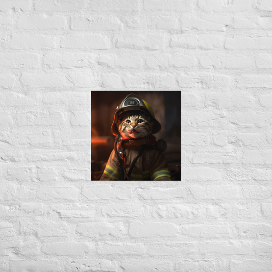 Domestic Shorthair Firefighter Poster