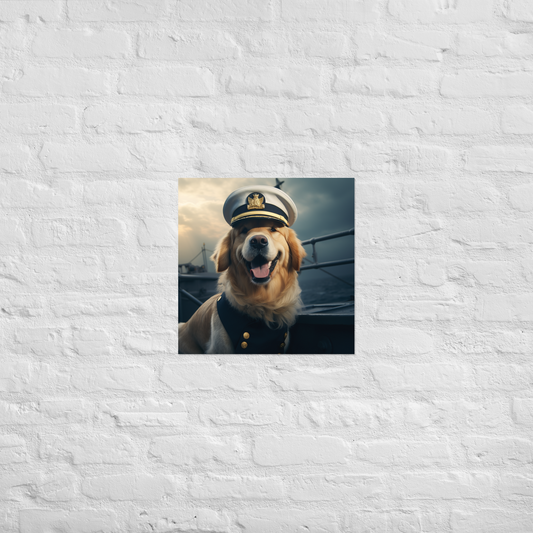 Golden Retriever NavyOfficer Poster