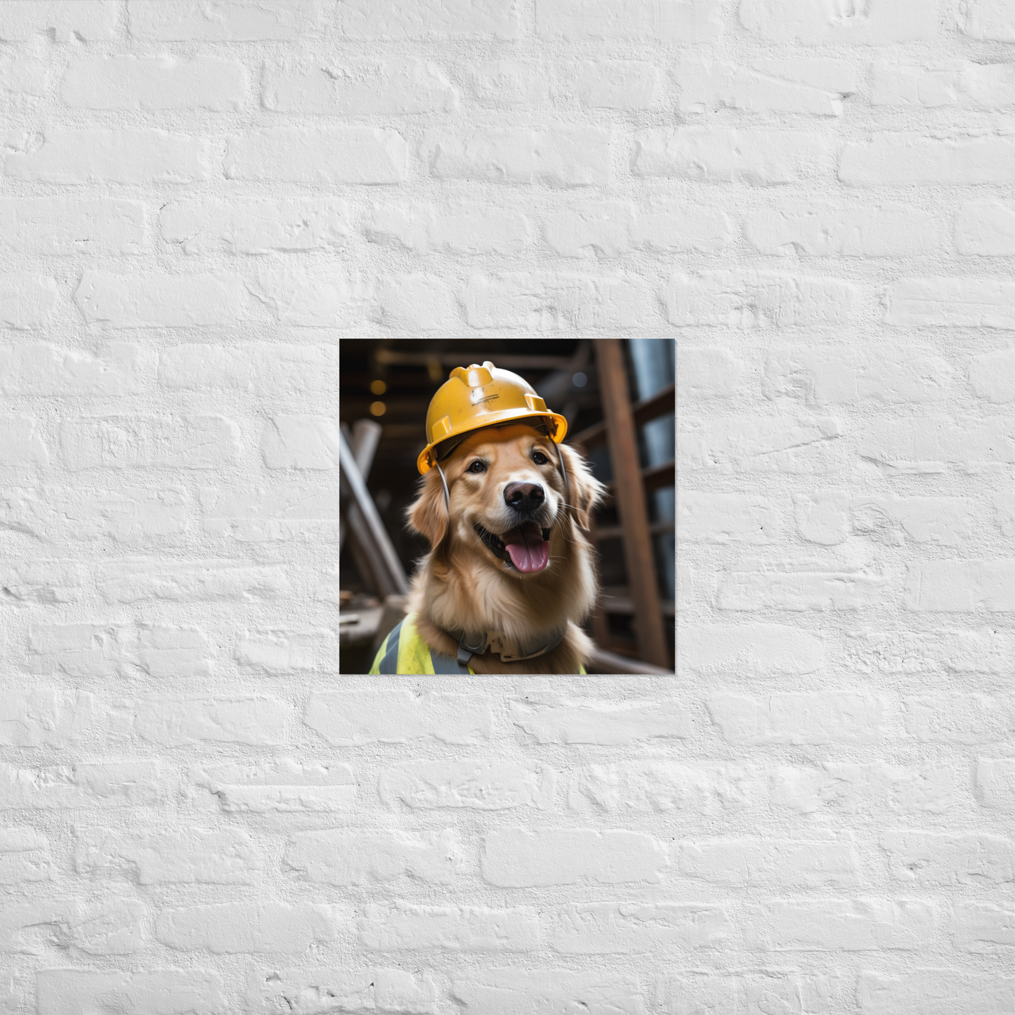 Golden Retriever ConstructionWorker Poster