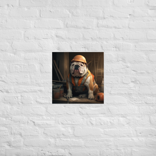 Bulldog ConstructionWorker Poster