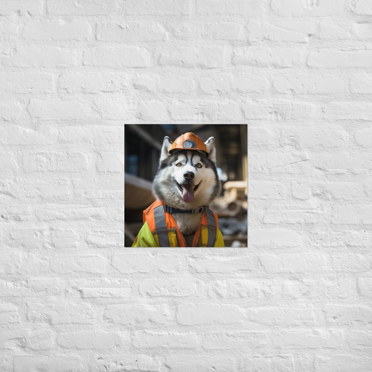 Siberian Husky ConstructionWorker Poster
