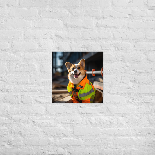 Pembroke Welsh Corgi ConstructionWorker Poster