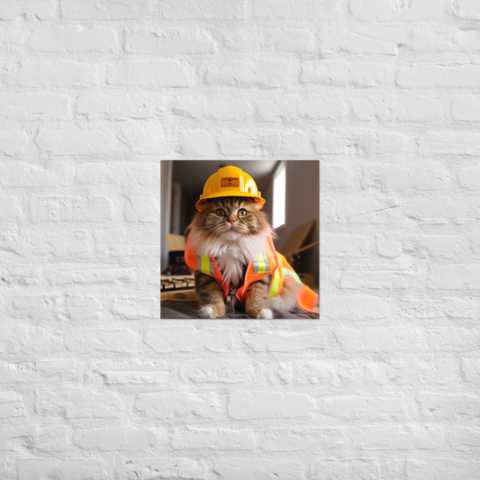 Maine Coon ConstructionWorker Poster