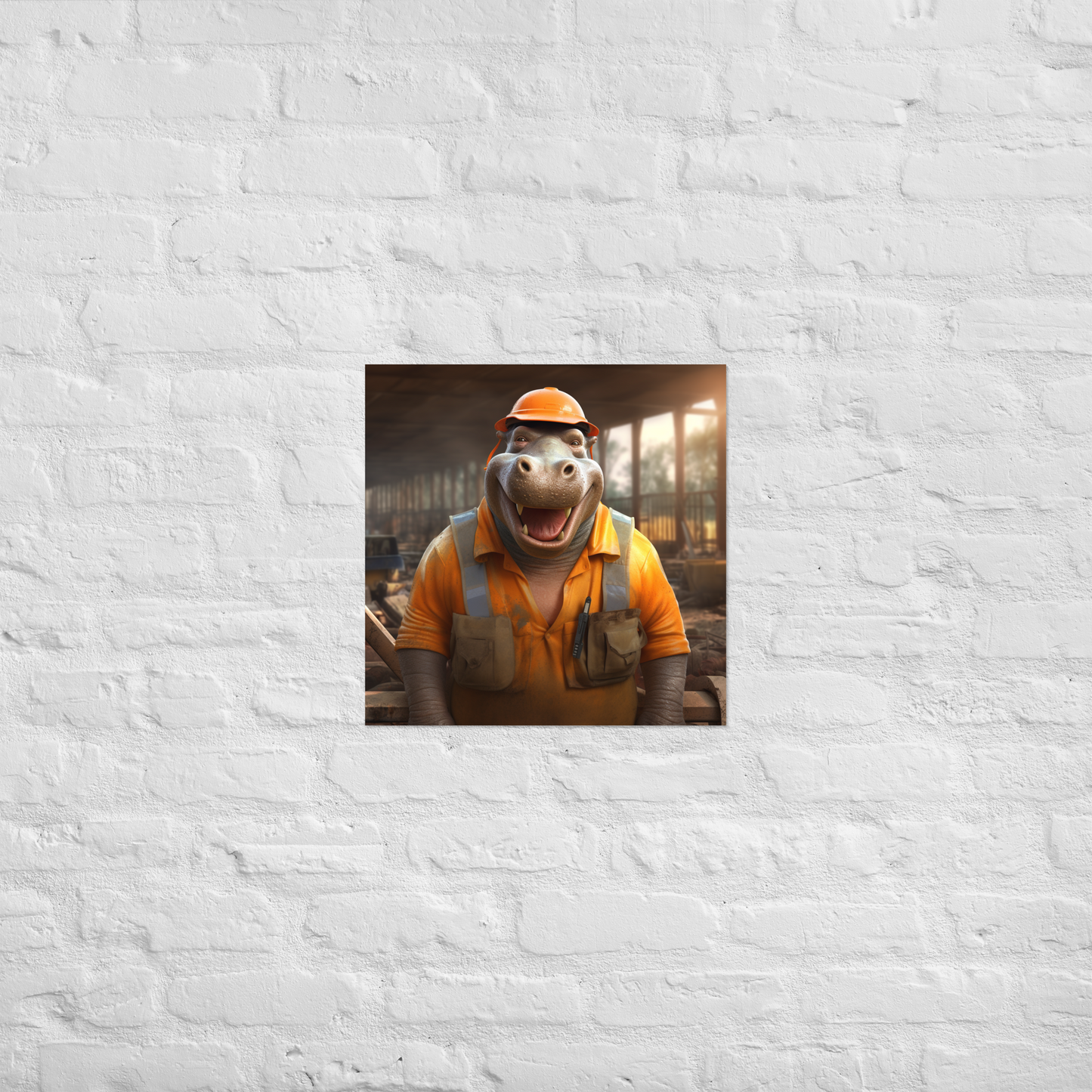 Hippo ConstructionWorker Poster