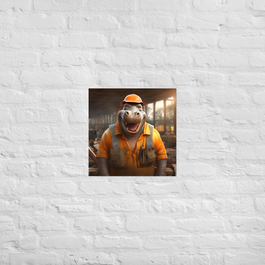 Hippo ConstructionWorker Poster