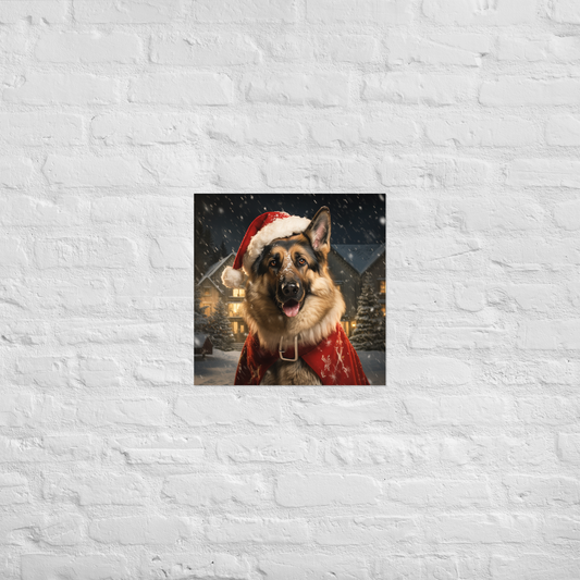 German Shepherd Christmas Poster